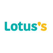 Lotus's logo: teal 'Lotus' text with a yellow apostrophe-s.