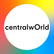 CentralWorld logo: white circle with black 'centralwOrld' text on a colorful rainbow gradient background.